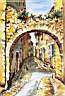 peinture vieille rue d'un village proven�al